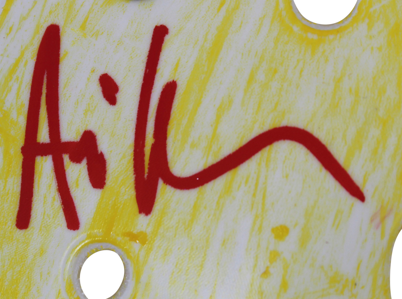 Ari Lehman  "F*** Freddy!" Signed Yellow Jason Mask w/ Red Sig BAS Witnessed
