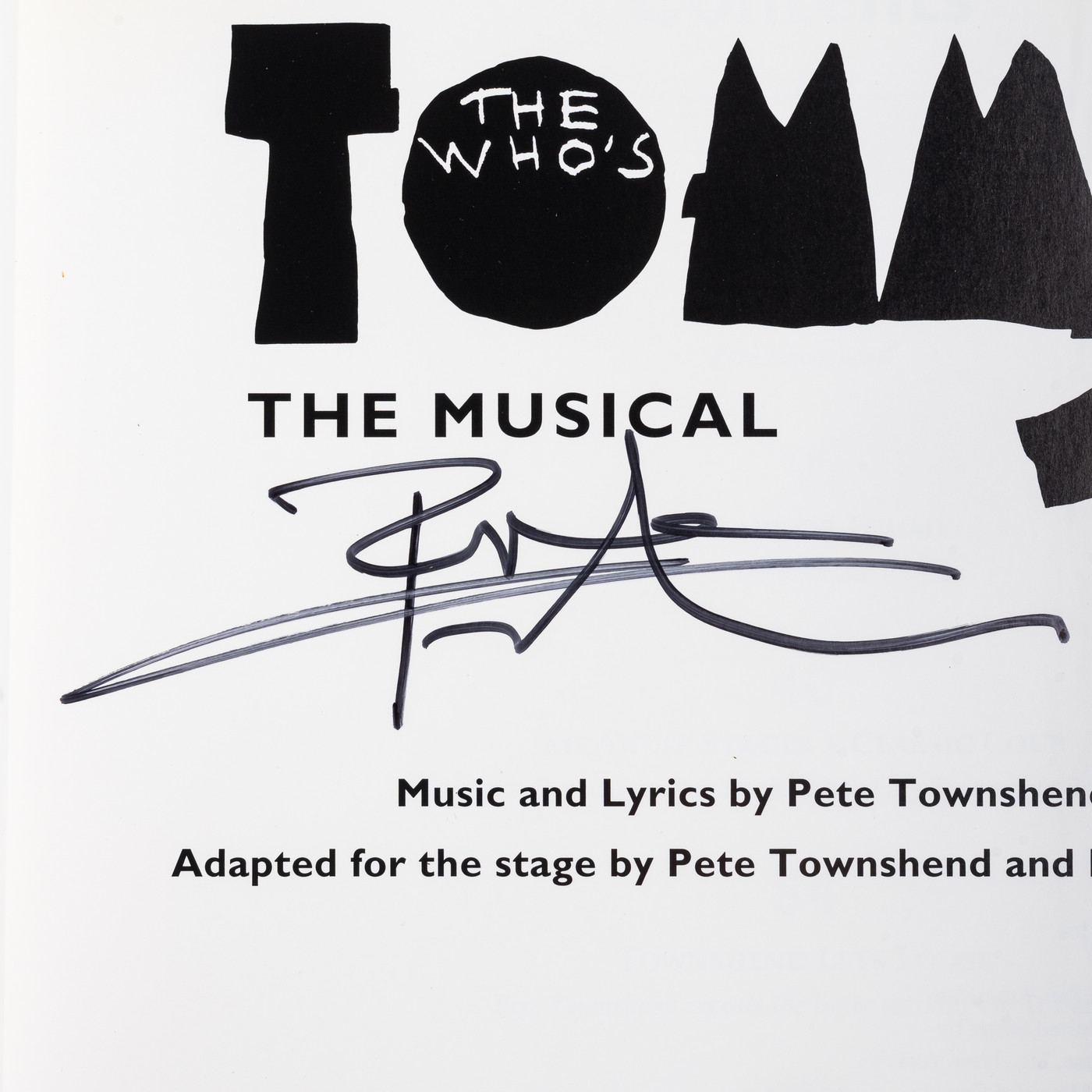 Pete Townshend Signed Tommy The Musical Book — The Who