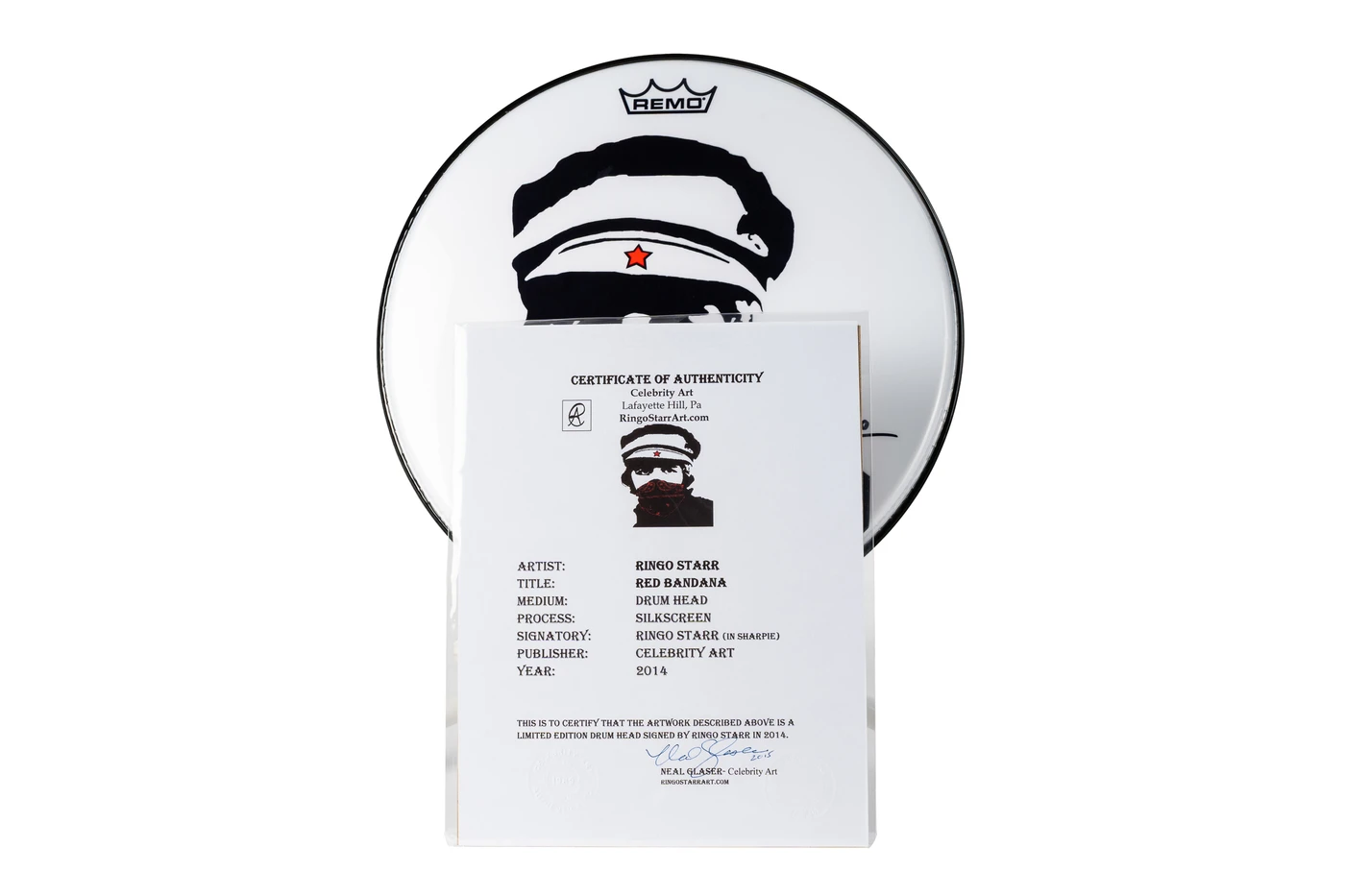 Limited Edition Silkscreen Drumhead: Hand-Signed by Ringo Starr ("Red Bandana")