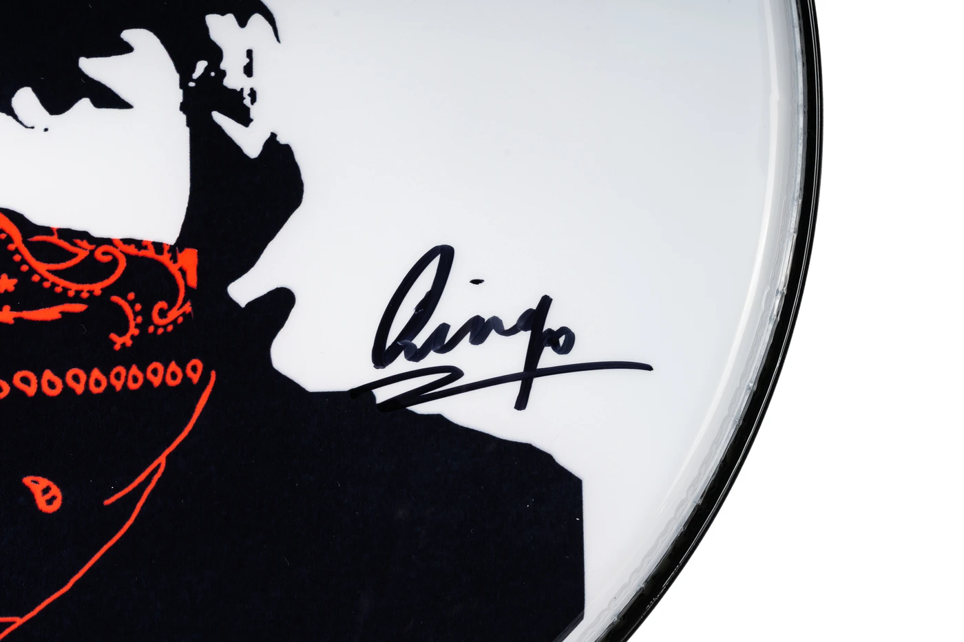 Limited Edition Silkscreen Drumhead: Hand-Signed by Ringo Starr ("Red Bandana")