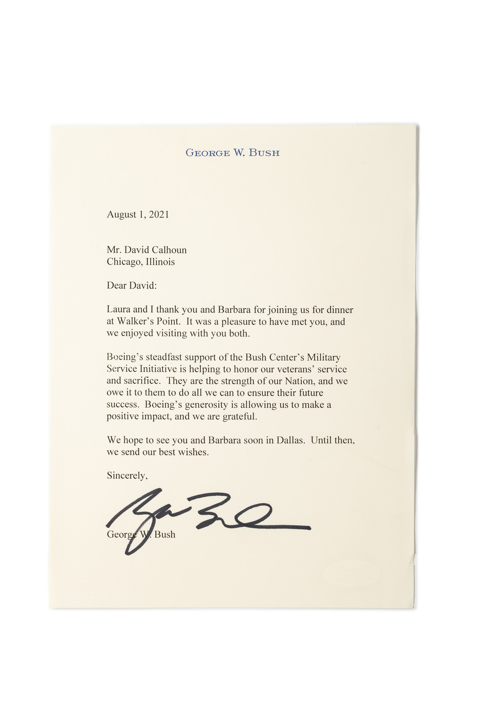 George W. Bush Letter