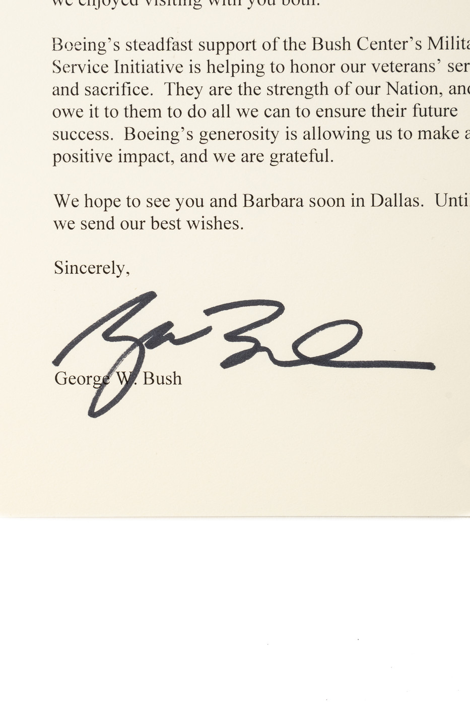 George W. Bush Letter