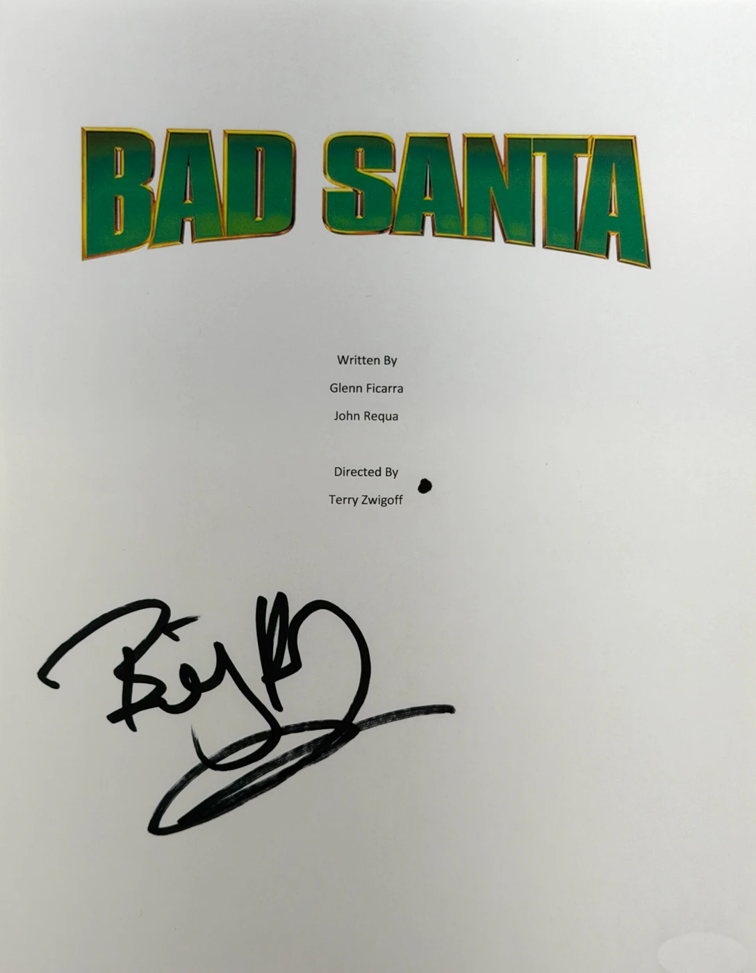 Billy Bob Thornton Signed Bad Santa Script Cover JSA