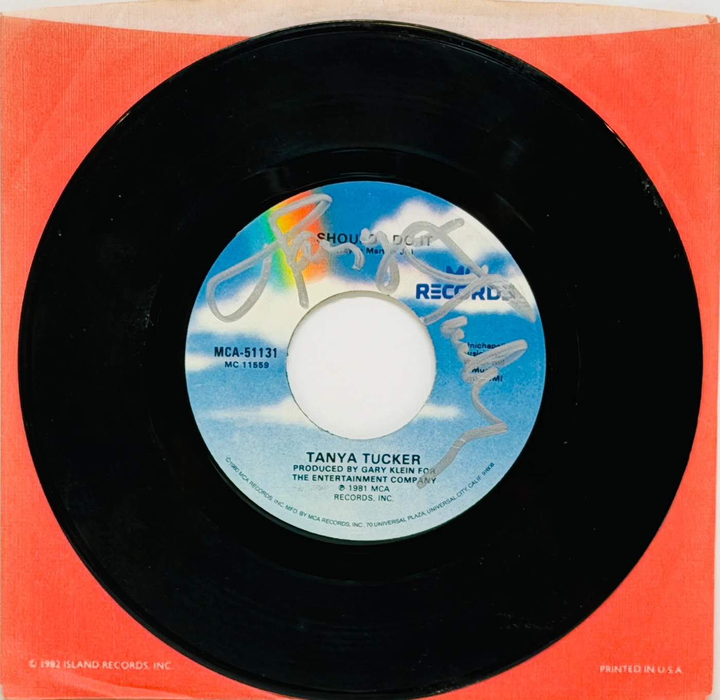 Tanya Tucker Signed 45 Vinyl "Should I Do It" JSA