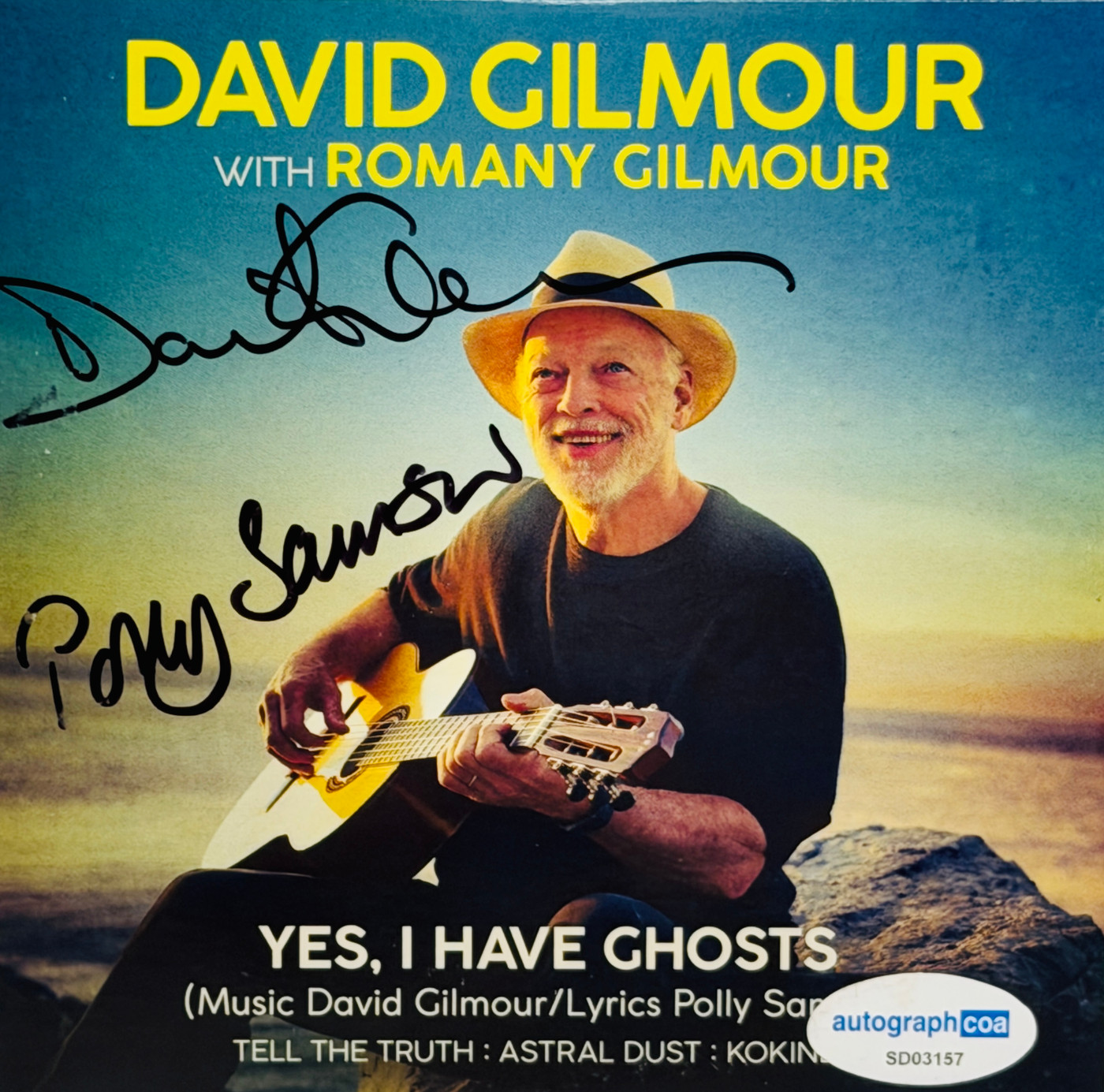 David Gilmour and Polly Samson Signed CD Cover "Yes, I Have Ghosts" ACOA
