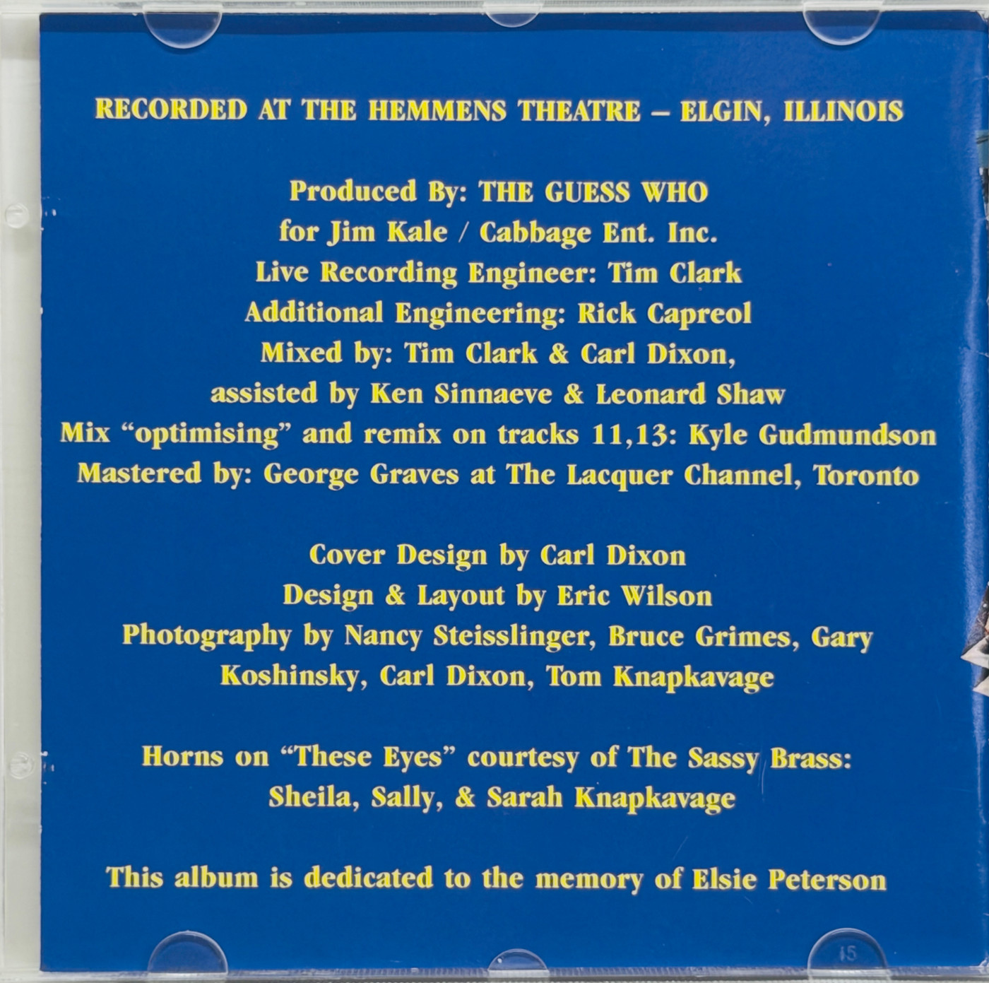The Guess Who Signed "Down The Road Live" CD RARE ACOA