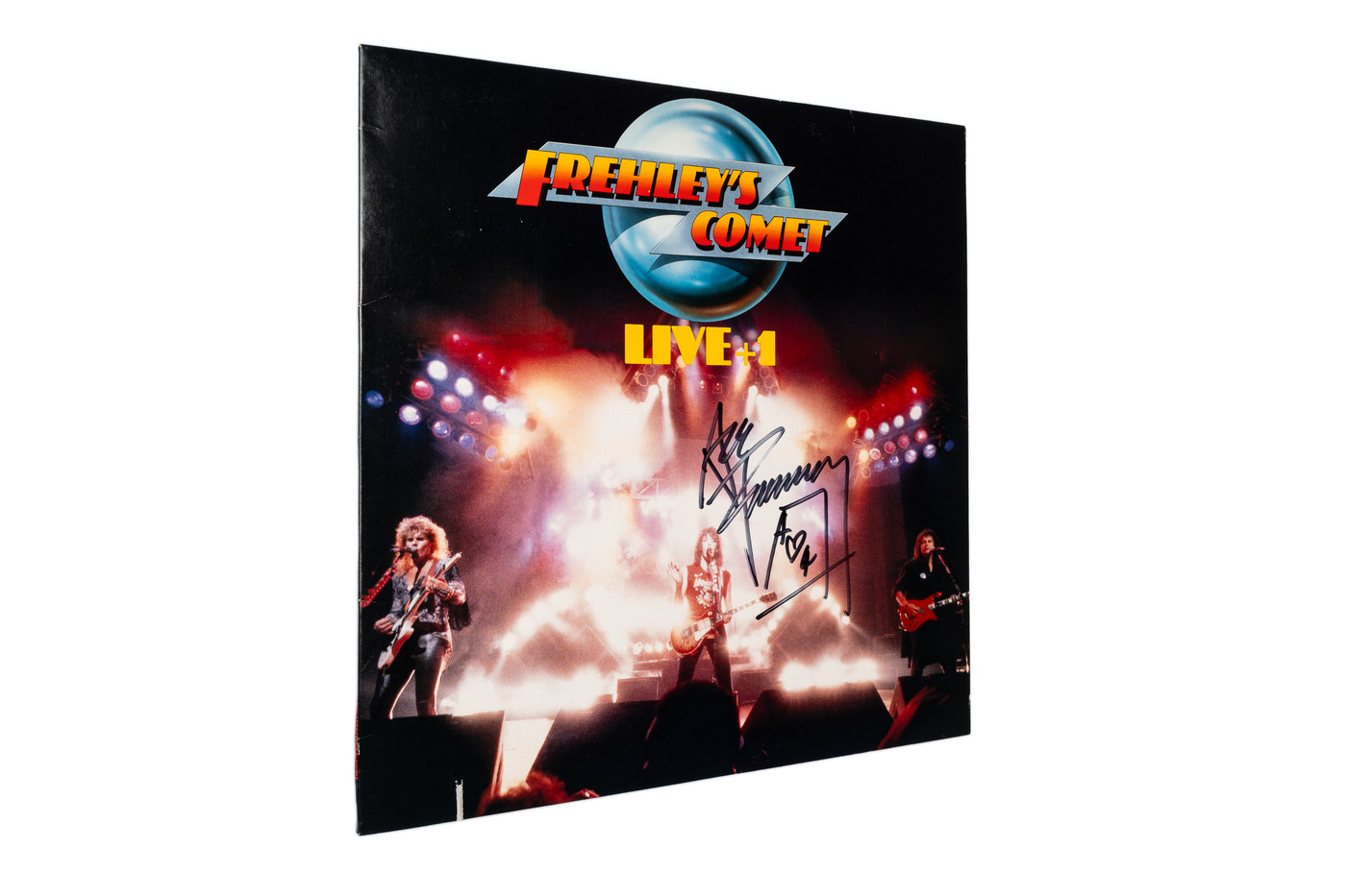 Ace Frehley Signed "Frehley's Comet Live +1" LP Cover JSA