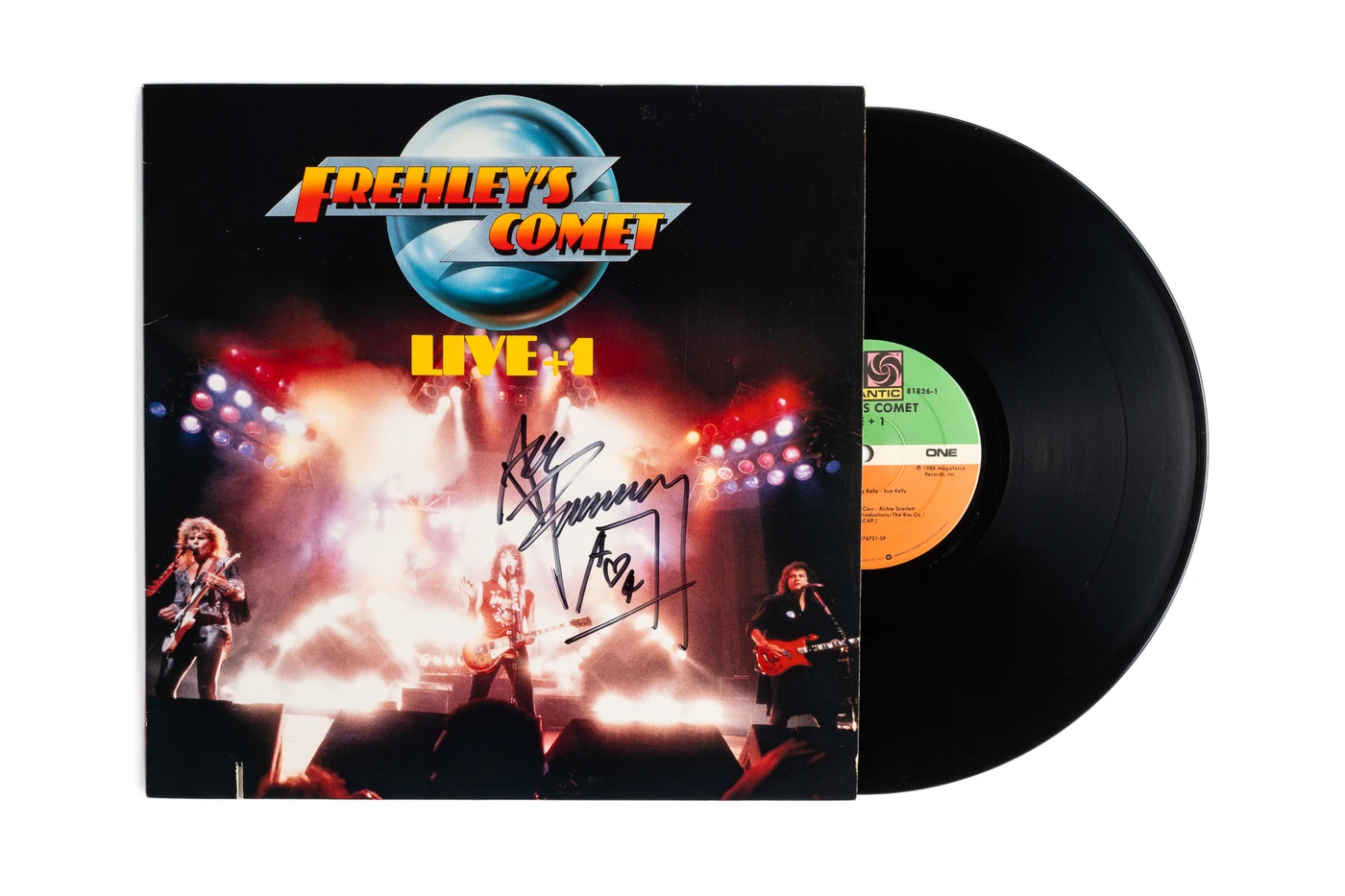 Ace Frehley Signed "Frehley's Comet Live +1" LP Cover JSA
