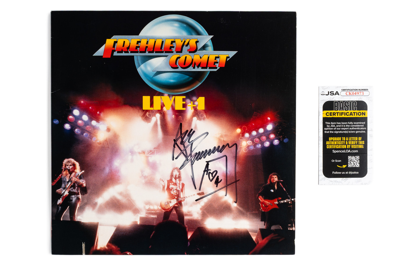 Ace Frehley Signed "Frehley's Comet Live +1" LP Cover JSA