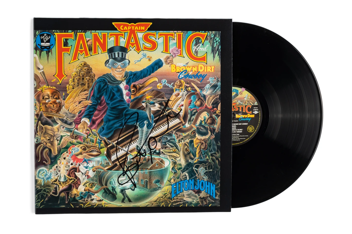 Bernie Taupin Signed "Captain Fantastic" LP Cover JSA
