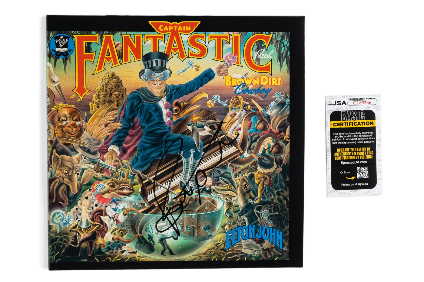 Bernie Taupin Signed "Captain Fantastic" LP Cover JSA