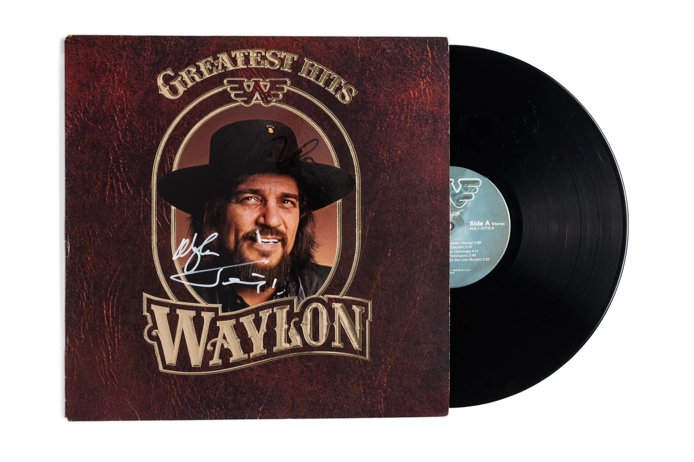 Waylon Jennings and Willie Nelson Signed "Waylon Greatest Hits" LP Cover JSA