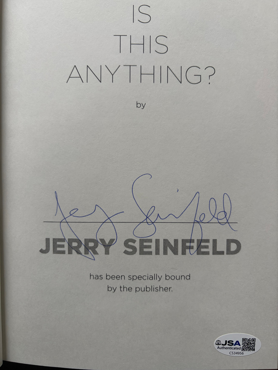 Jerry Seinfeld Is This Anything? Hardcover Book Signed First Edition *JSA COA