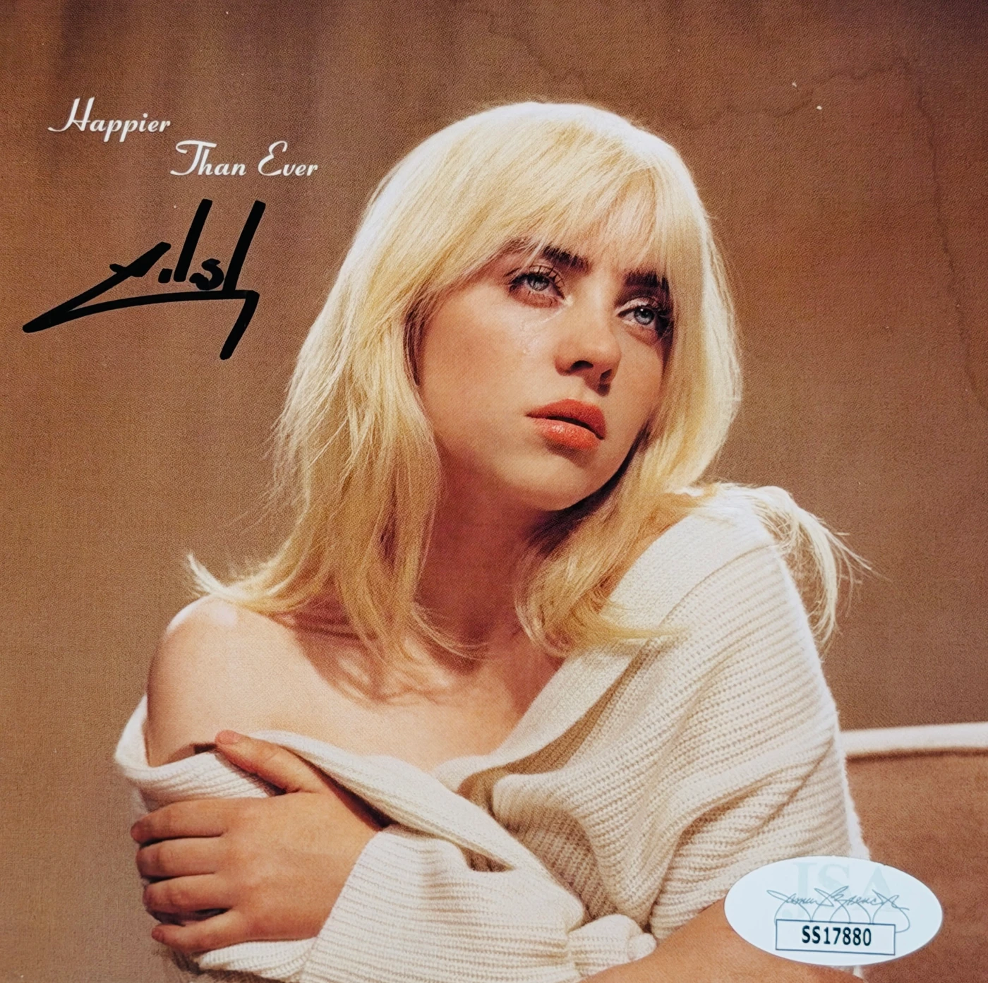 Billie Eilish Signed "Happier Than Ever" Art Card w/ Double LP, CD & Splatter Art Card JSA