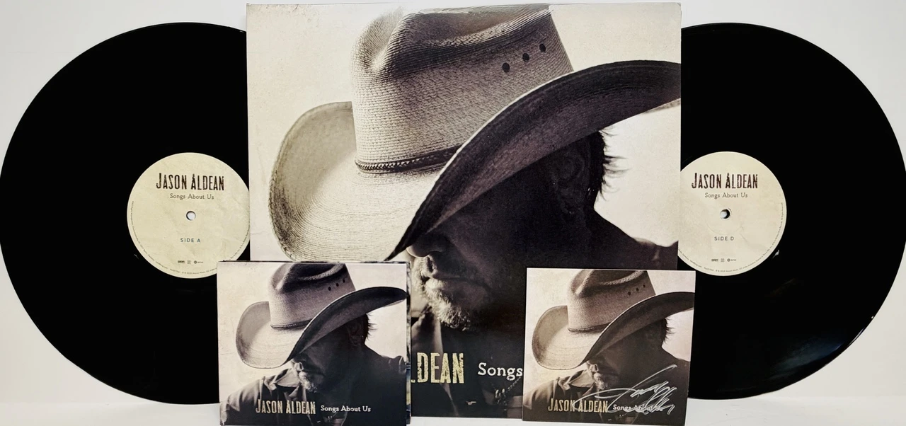 Jason Aldean Signed "Songs About Us" CD Insert w/ Double LP & CD ACOA