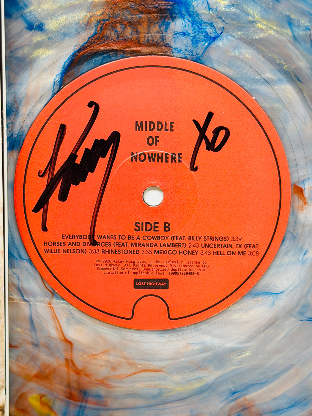 Kacey Musgraves Signed "Middle of Nowhere" Vinyl JSA