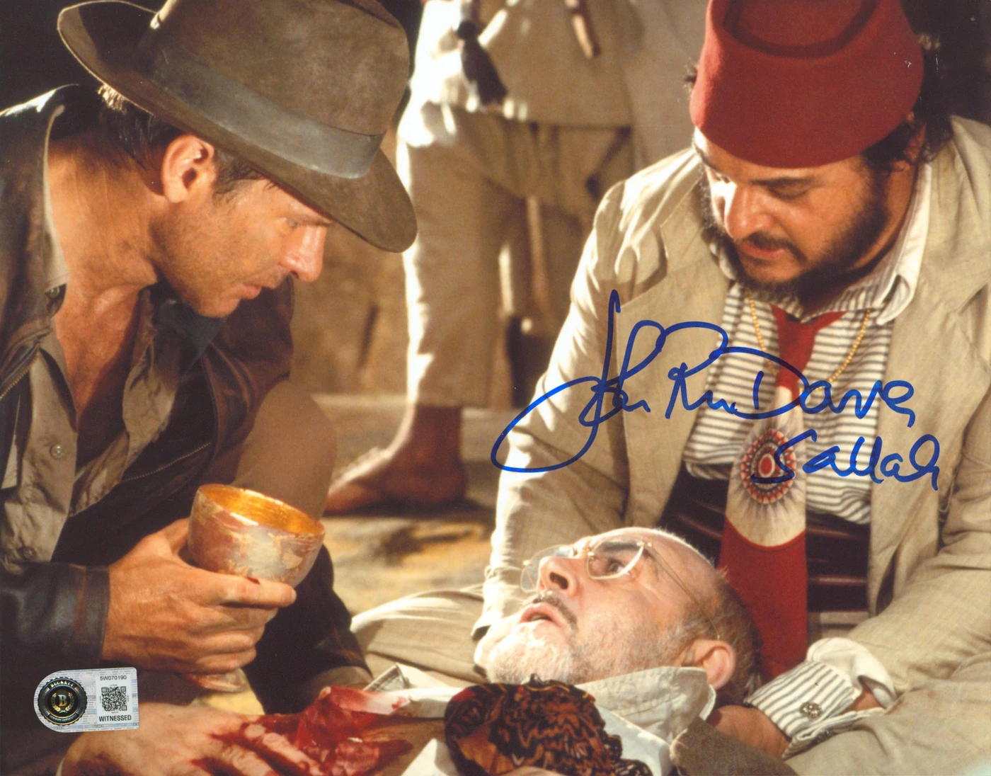 John Rhys-Davies Indiana Jones Signed 8x10 Horizontal Grail Photo BAS Witnessed