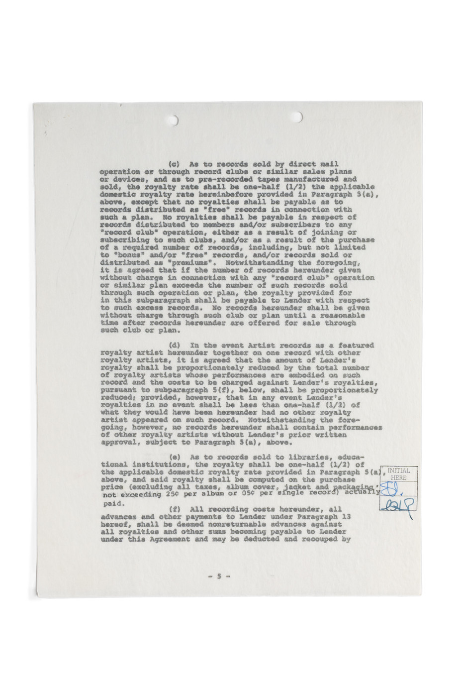 Milton Berle Hand-Signed Master Recording Industry Contract