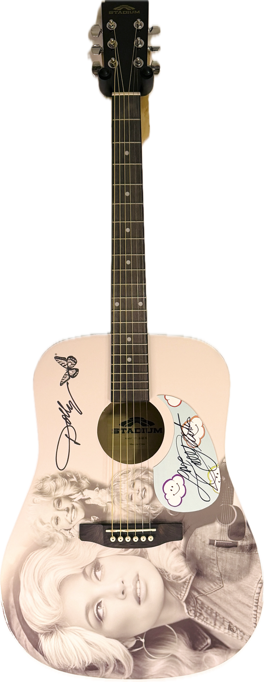 Dolly Parton Signed Acoustic Guitar with Graphics JSA