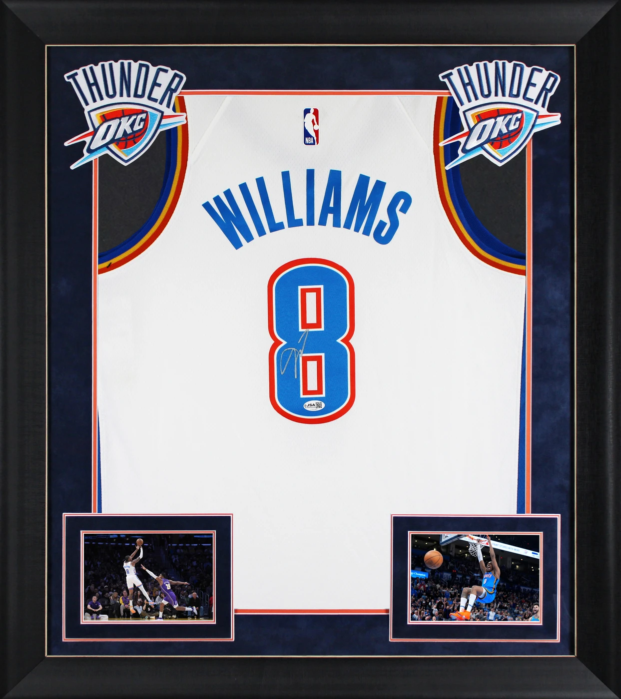 Thunder Jalen Williams Signed White Nike Association Edition Framed Jersey JSA