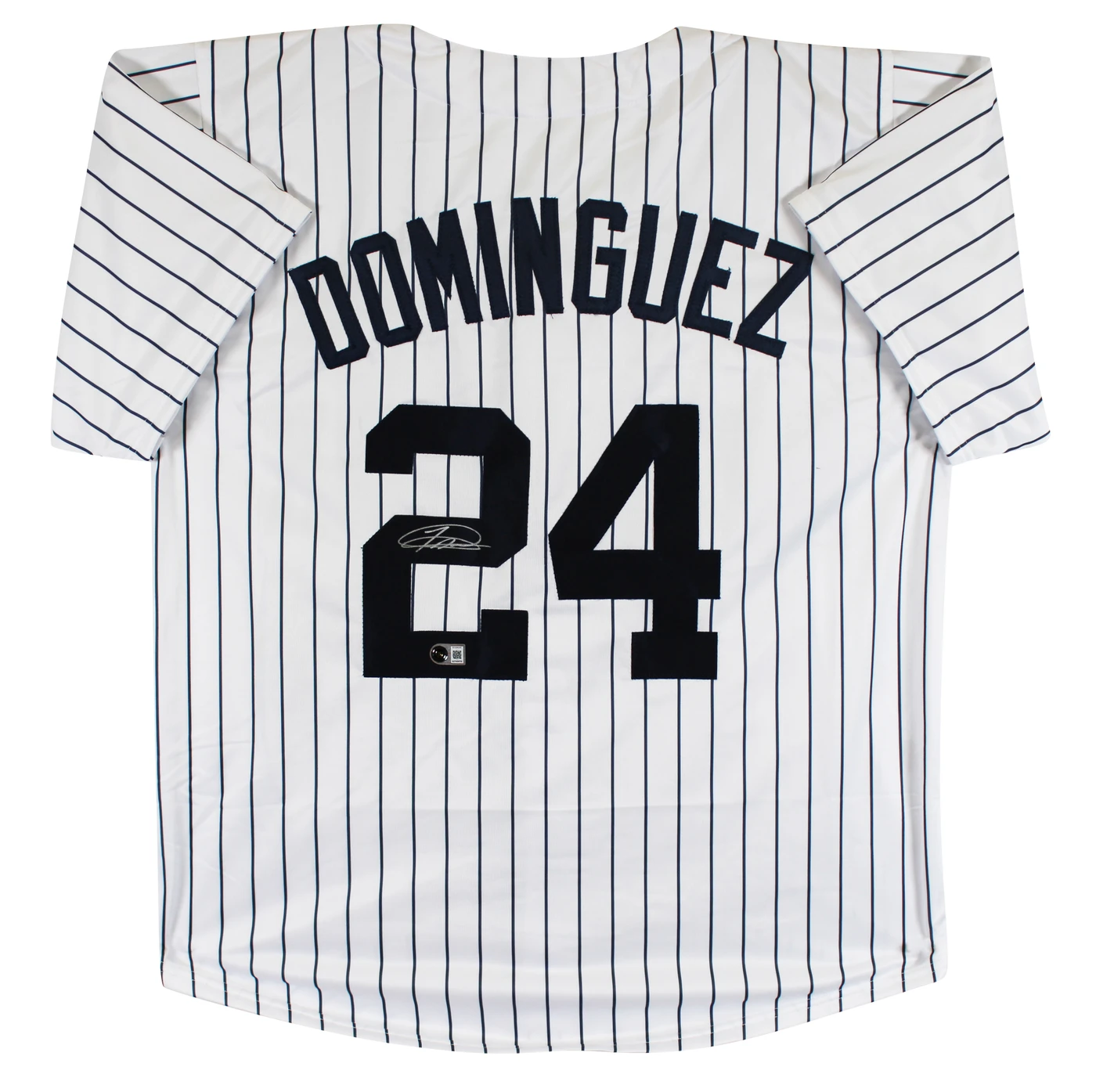 Jasson Dominguez Authentic Signed White Pinstripe Pro Style Jersey BAS