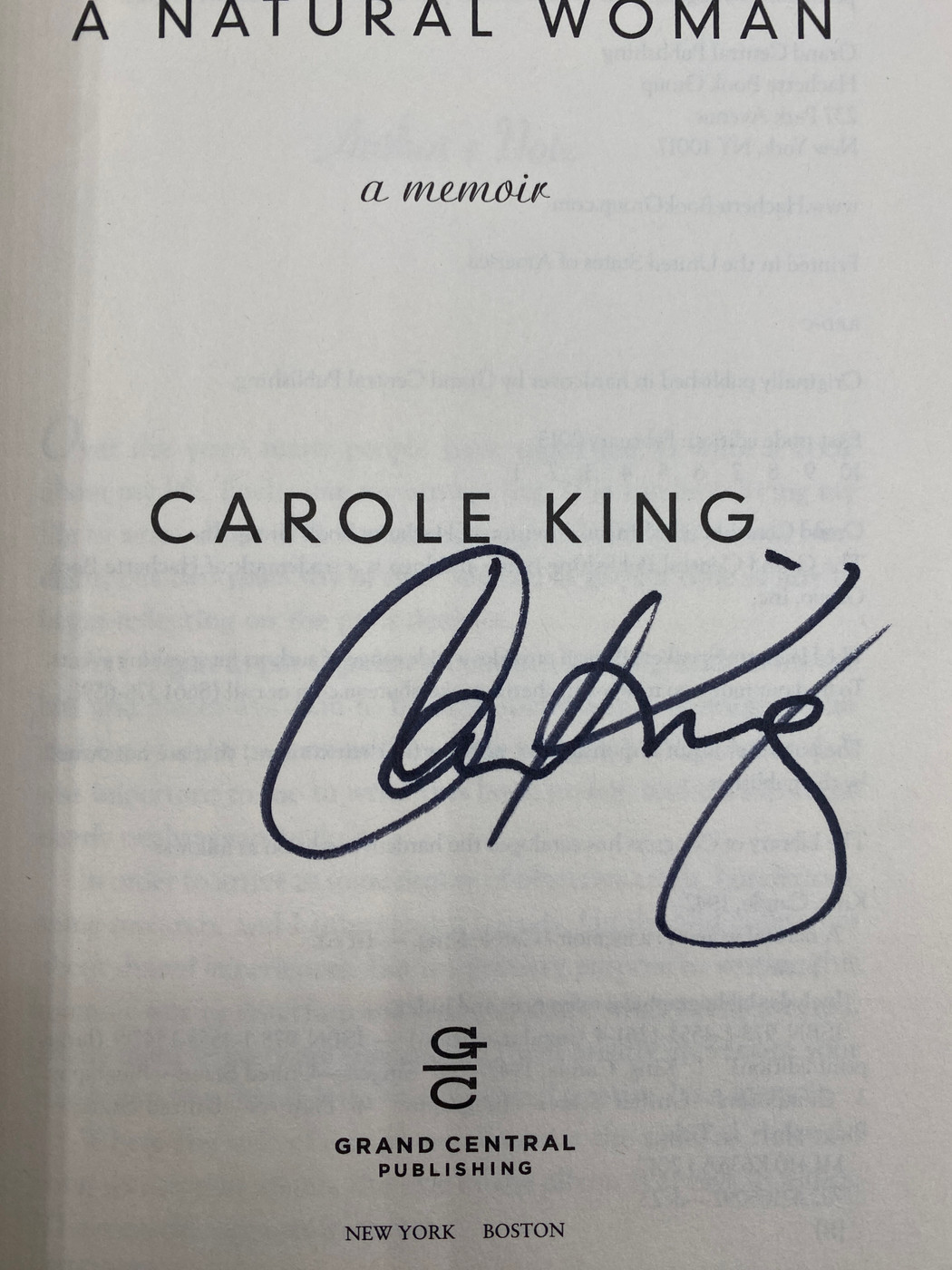 A Natural Woman - Carole King (Signed Book)