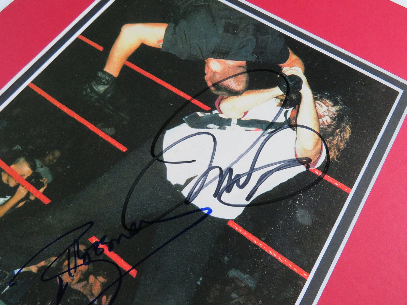 Big Bossman and Mick Foley Signed Matted Display