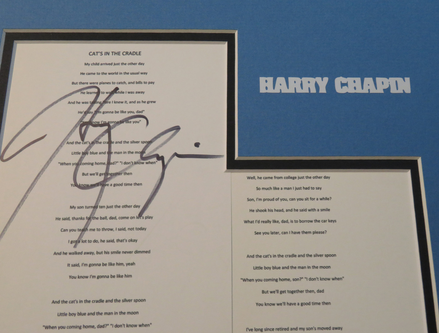 Harry Chapin Signed Matted Display