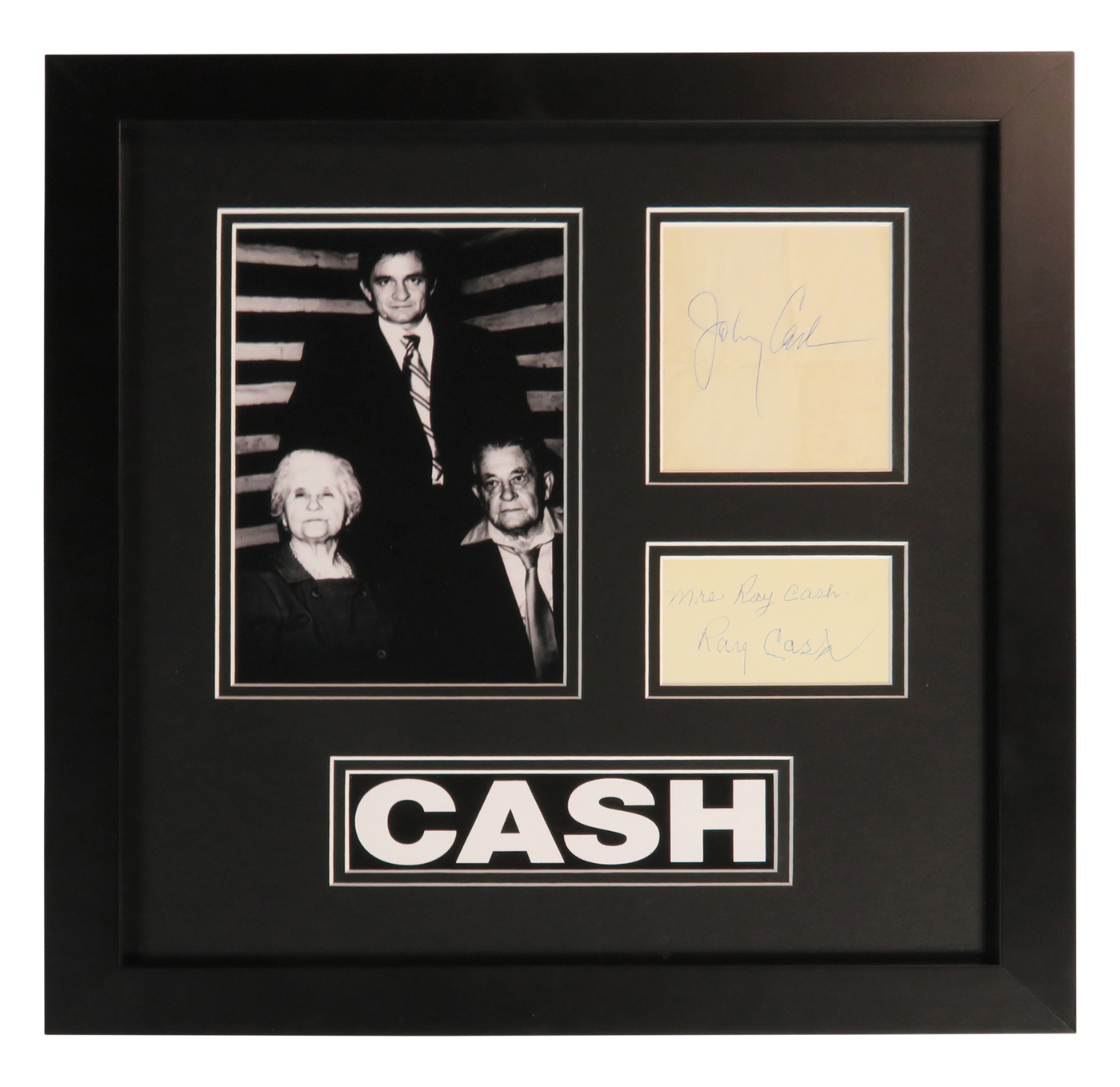 Johnny Cash and Parents Signed Framed Display