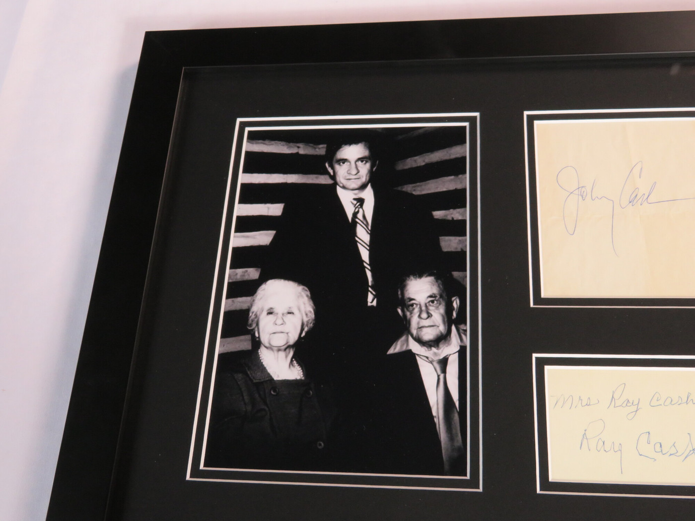 Johnny Cash and Parents Signed Framed Display