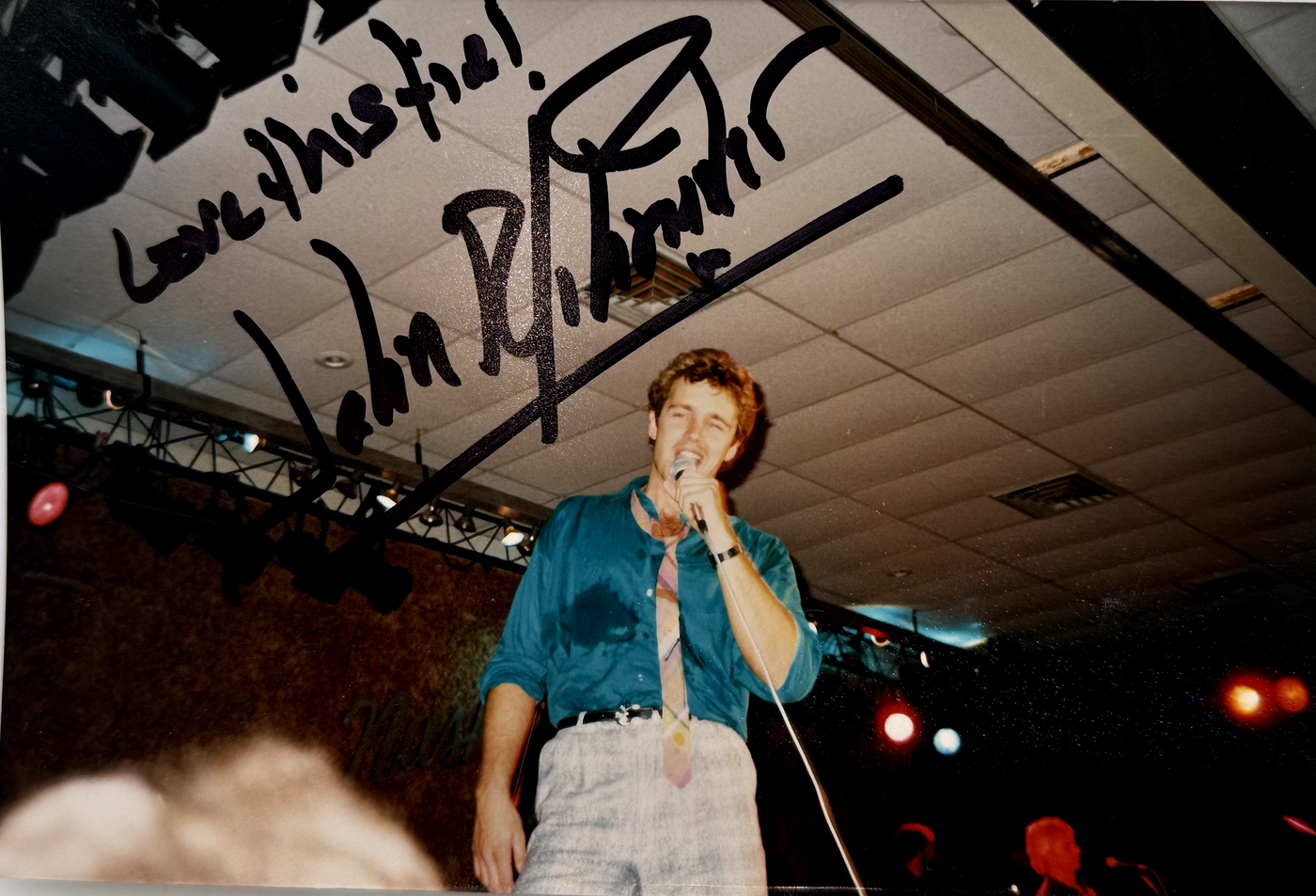John Schneider Worn Tie W/ Signed Proof Photo