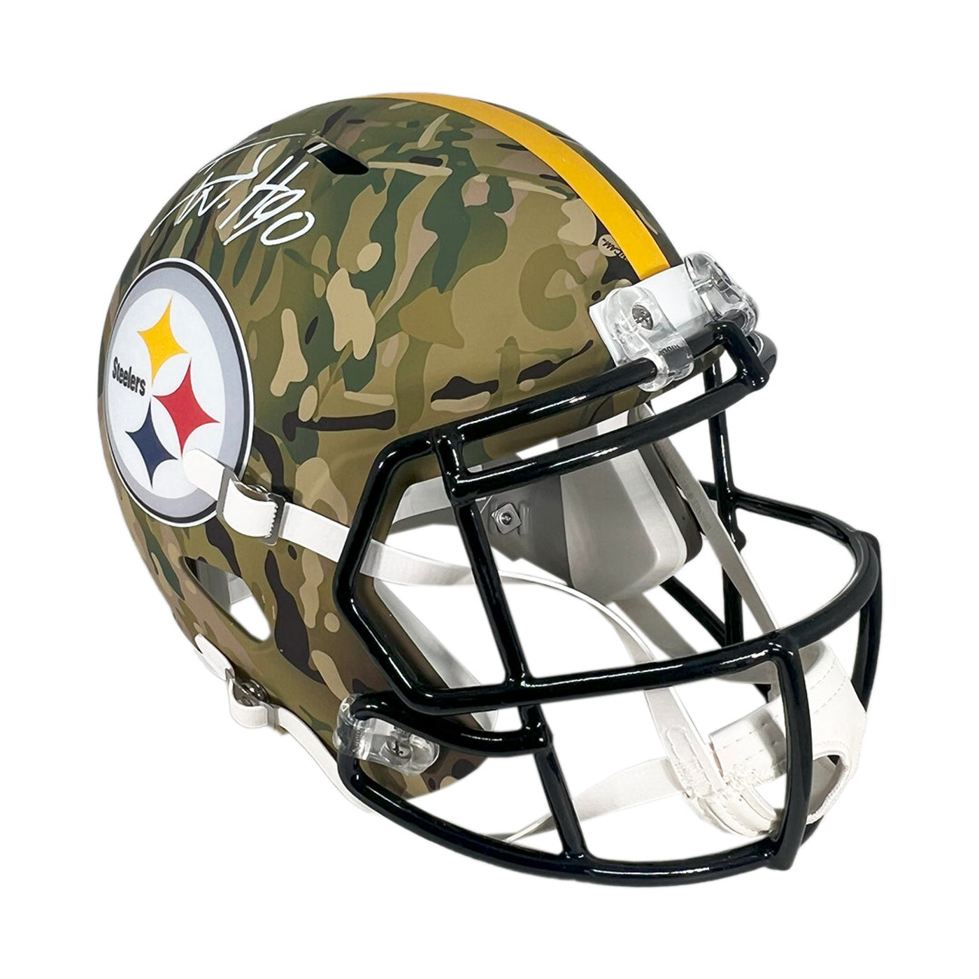 TJ Watt Signed Pittsburgh Steelers Camo Speed Full-Size Replica Football Helmet (Beckett)