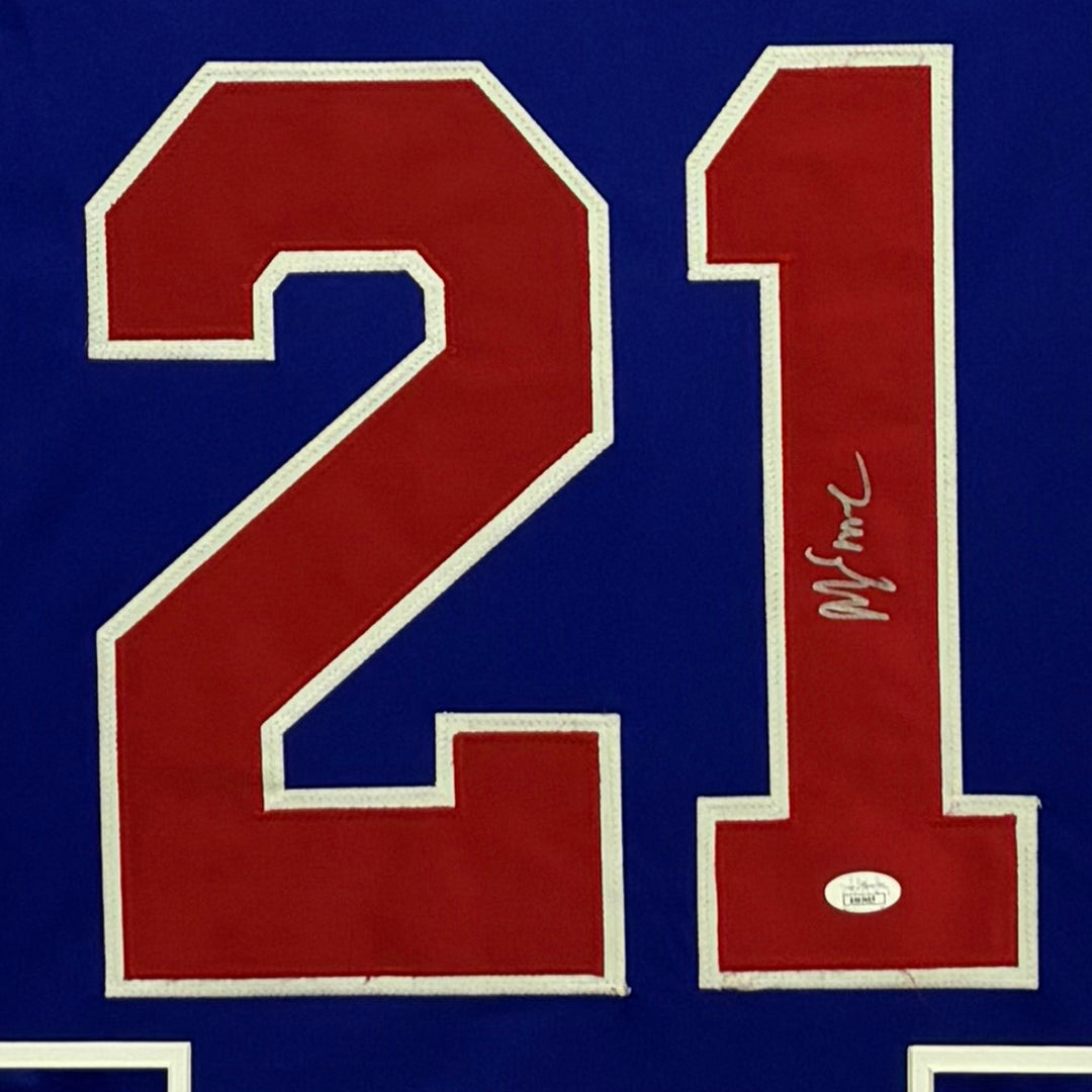 Mike Eruzione Signed USA Blue Custom Suede Matte Framed Jersey