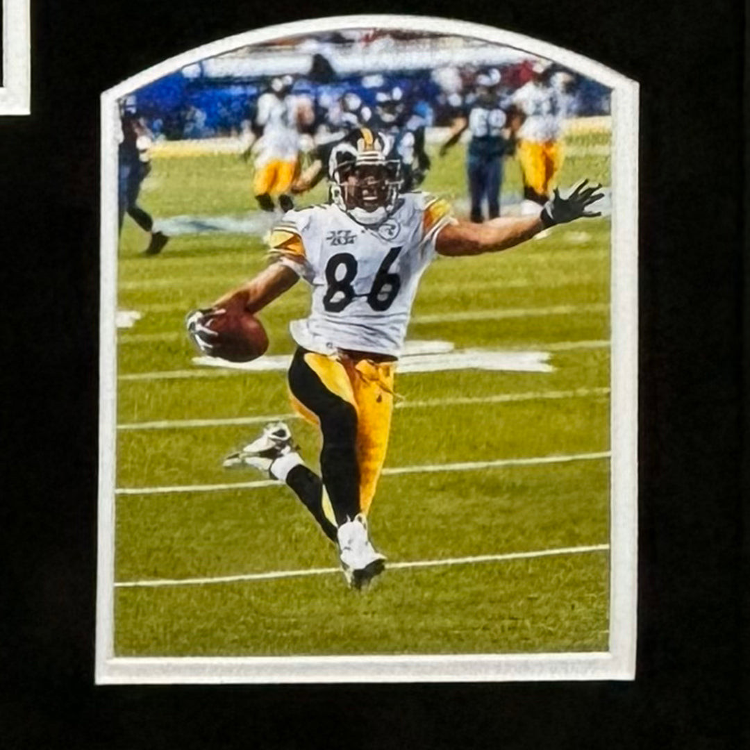 Hines Ward Signed Black Custom Suede Matte Framed Football Jersey