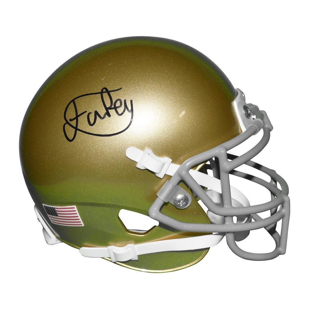 Isaiah Foskey Signed Notre Dame Fighting Irish Gold Mini Schutt Replica Football Helmet (JSA)
