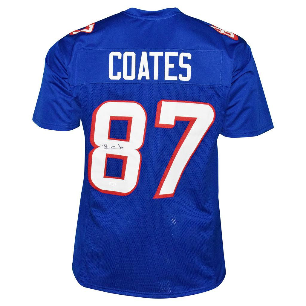 Ben Coates Signed New England Pro Blue Football Jersey (JSA)