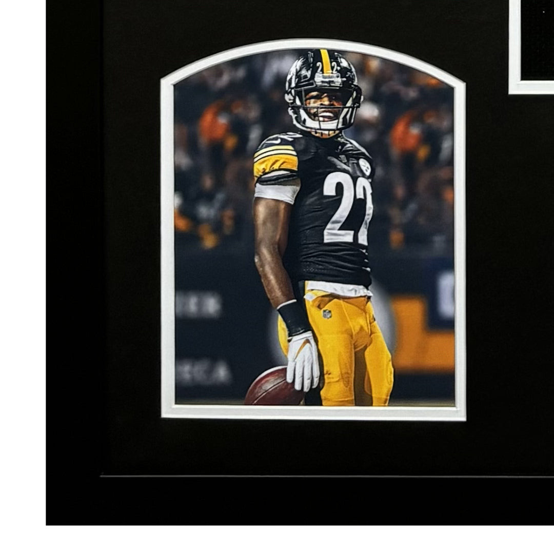 Najee Harris Signed Pittsburgh Black Custom Suede Matte Framed Football Jersey (JSA)