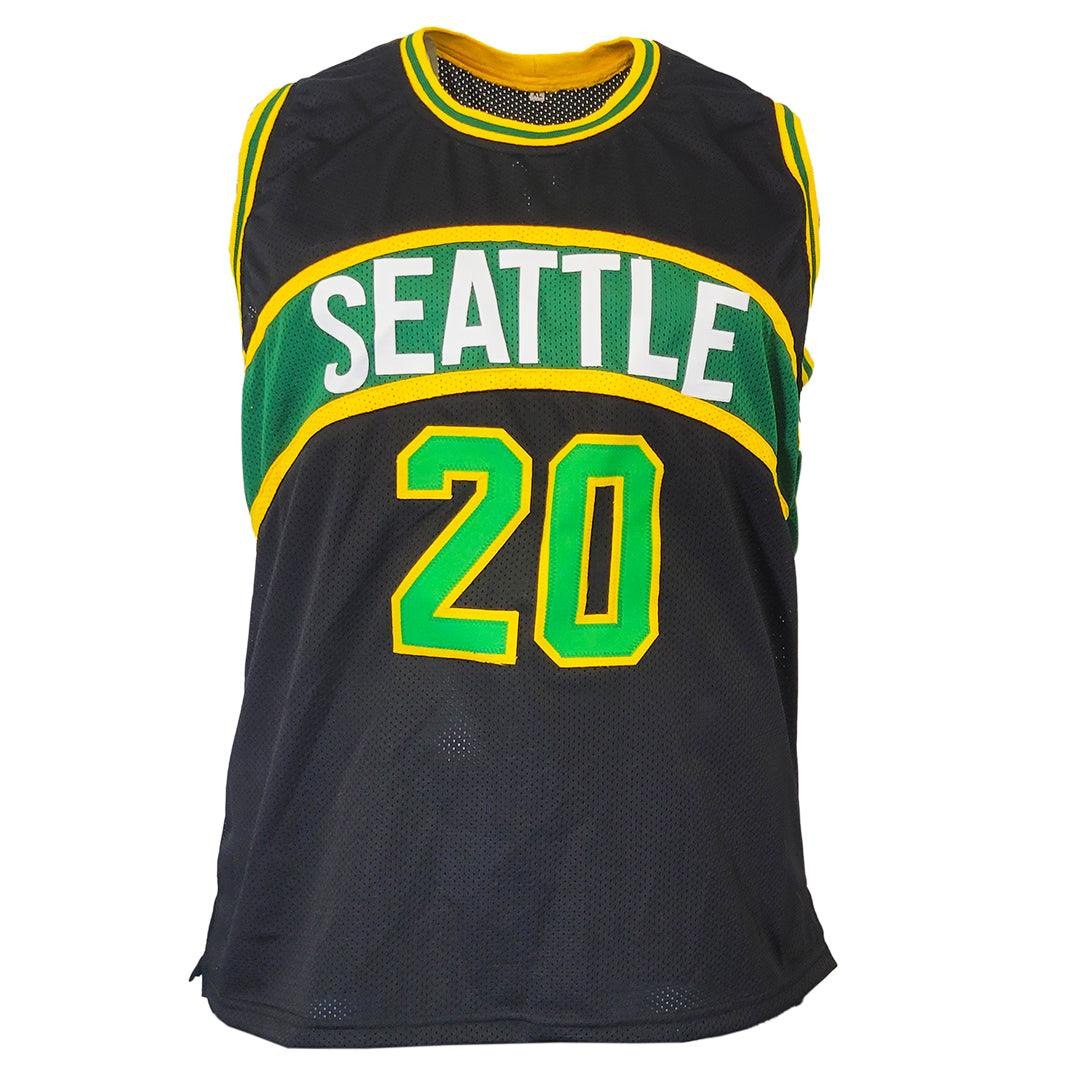 Gary Payton Signed Seattle Black Basketball Jersey (JSA) -
