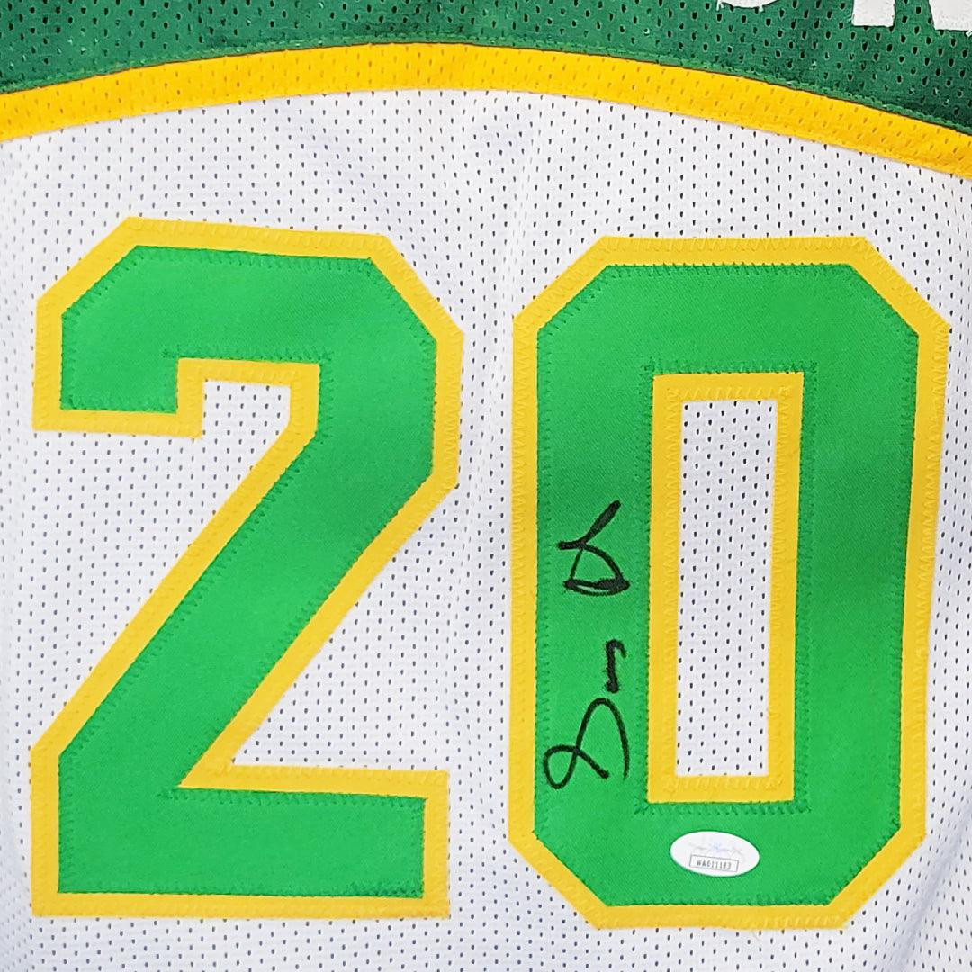 Gary Payton Signed Seattle White Basketball Jersey (JSA) -