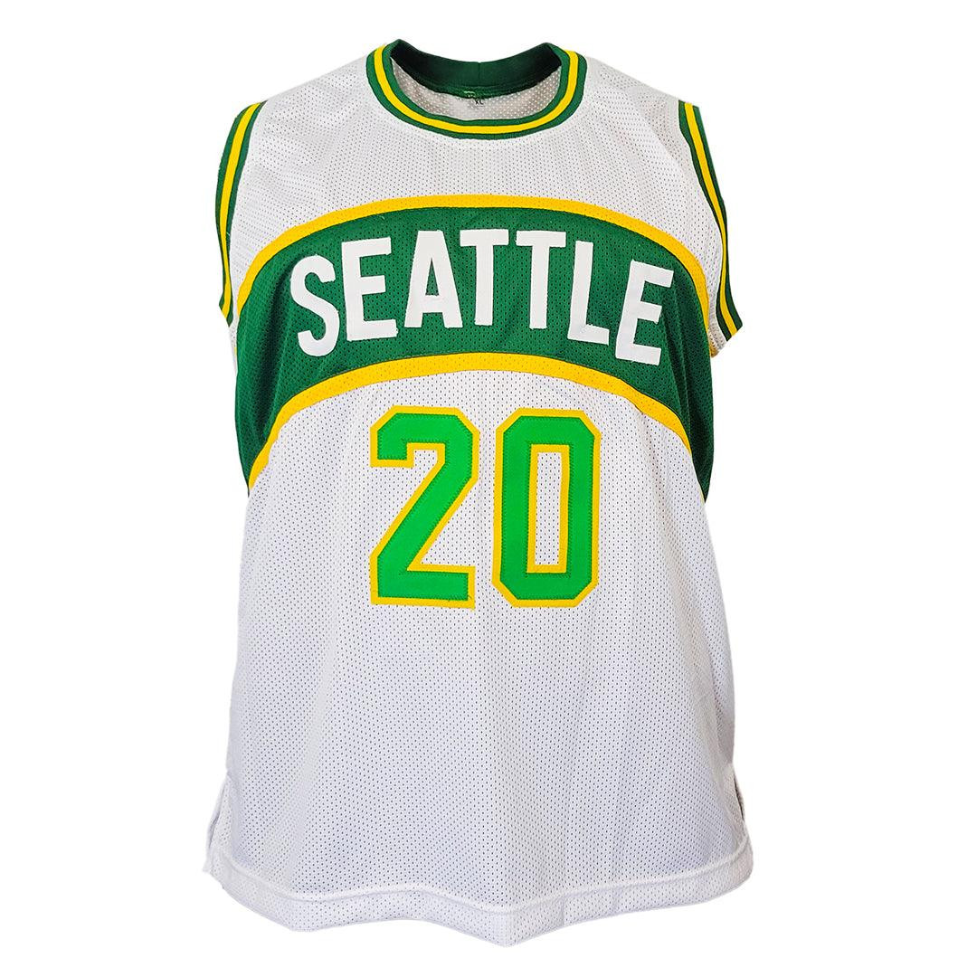 Gary Payton Signed Seattle White Basketball Jersey (JSA) -
