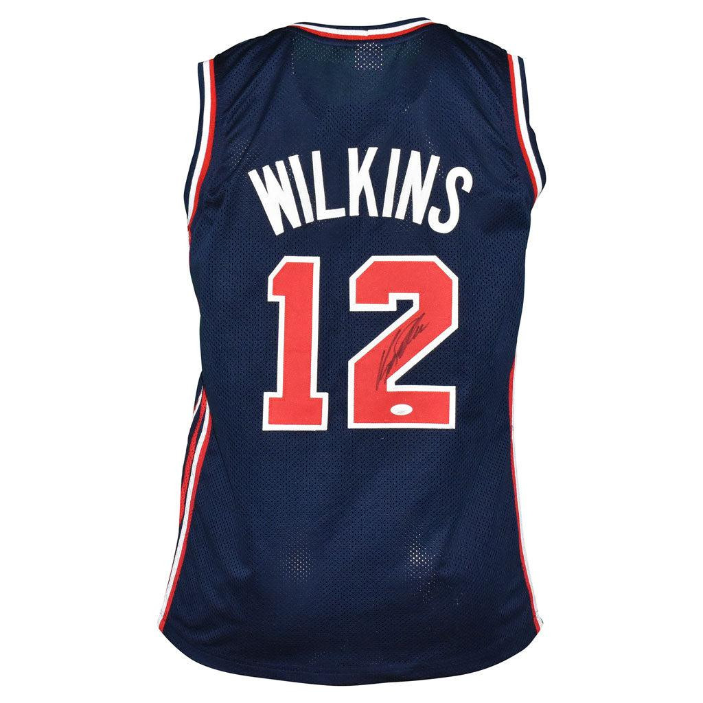 ドミニク　WILKINS 12 ユニフォーム サイン入り USA オールスター Dominique Wilkins Signed USA Olympic Pro Blue Basketball Jersey