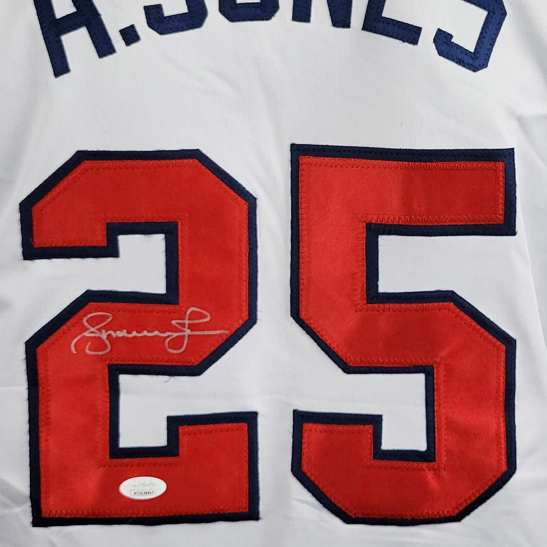 Andruw Jones Signed Atlanta White Silver Signature Baseball Jersey (JSA)