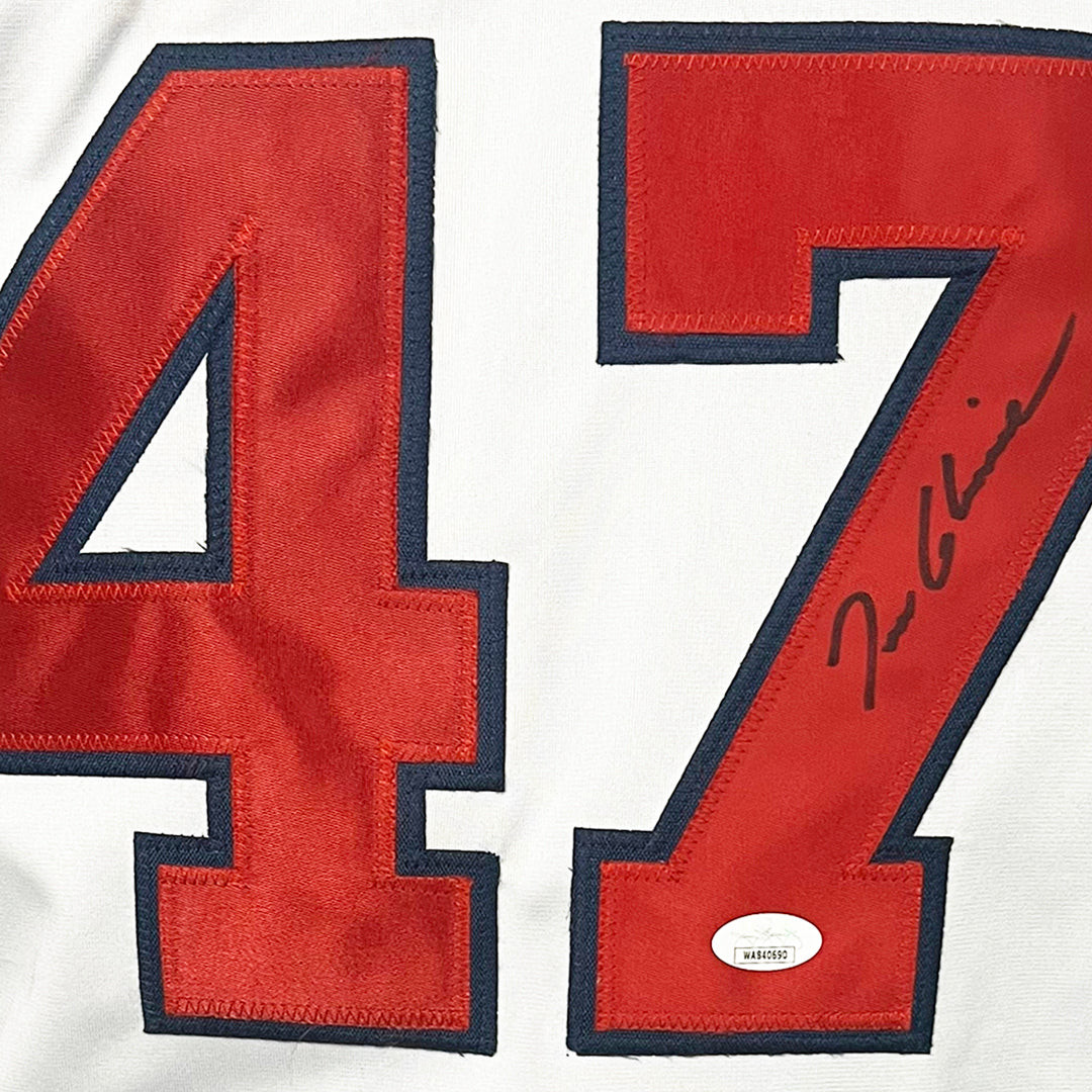Tom Glavine Signed Atlanta White Stats Baseball Jersey (JSA)