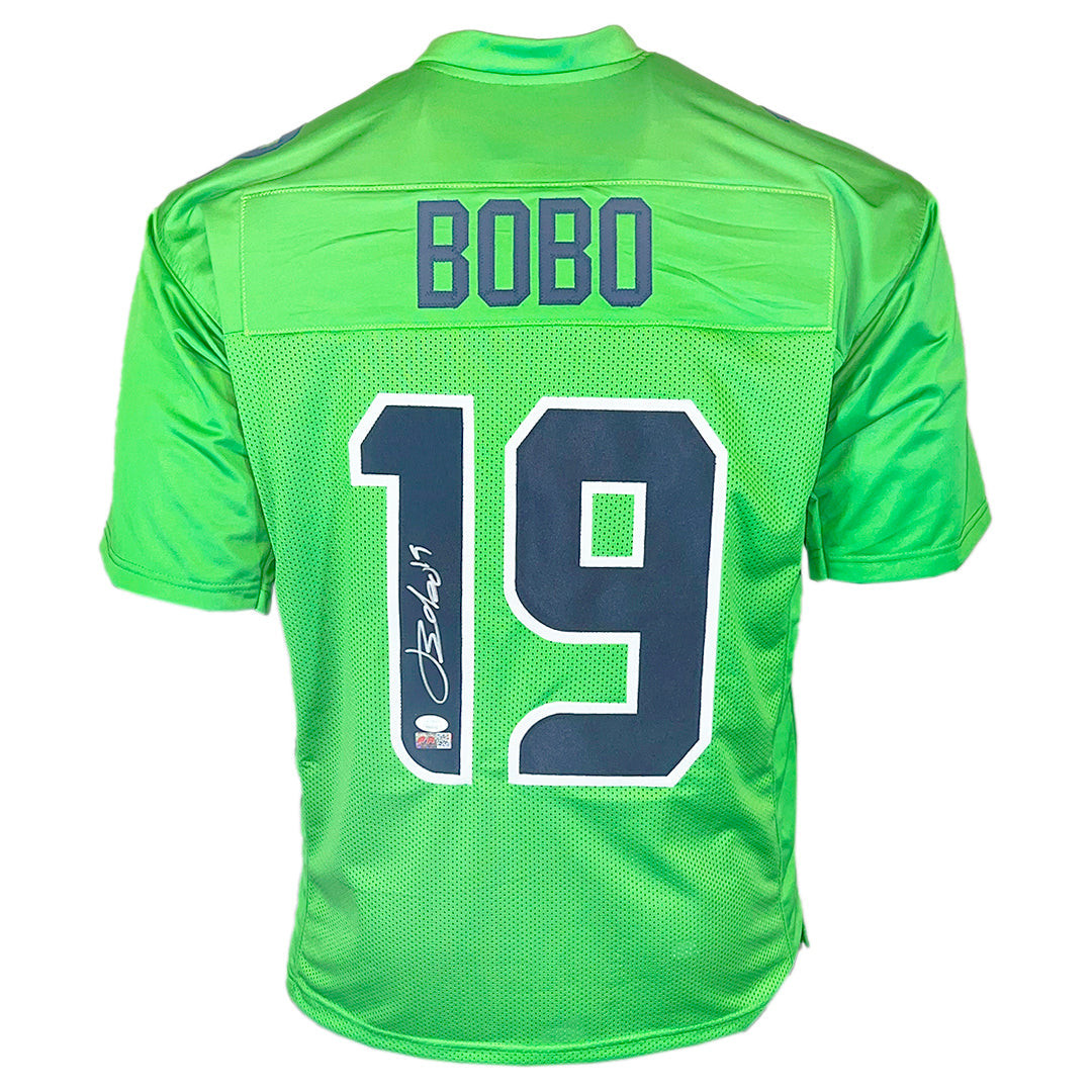 Jake Bobo Signed Seattle Green Football Jersey (JSA)
