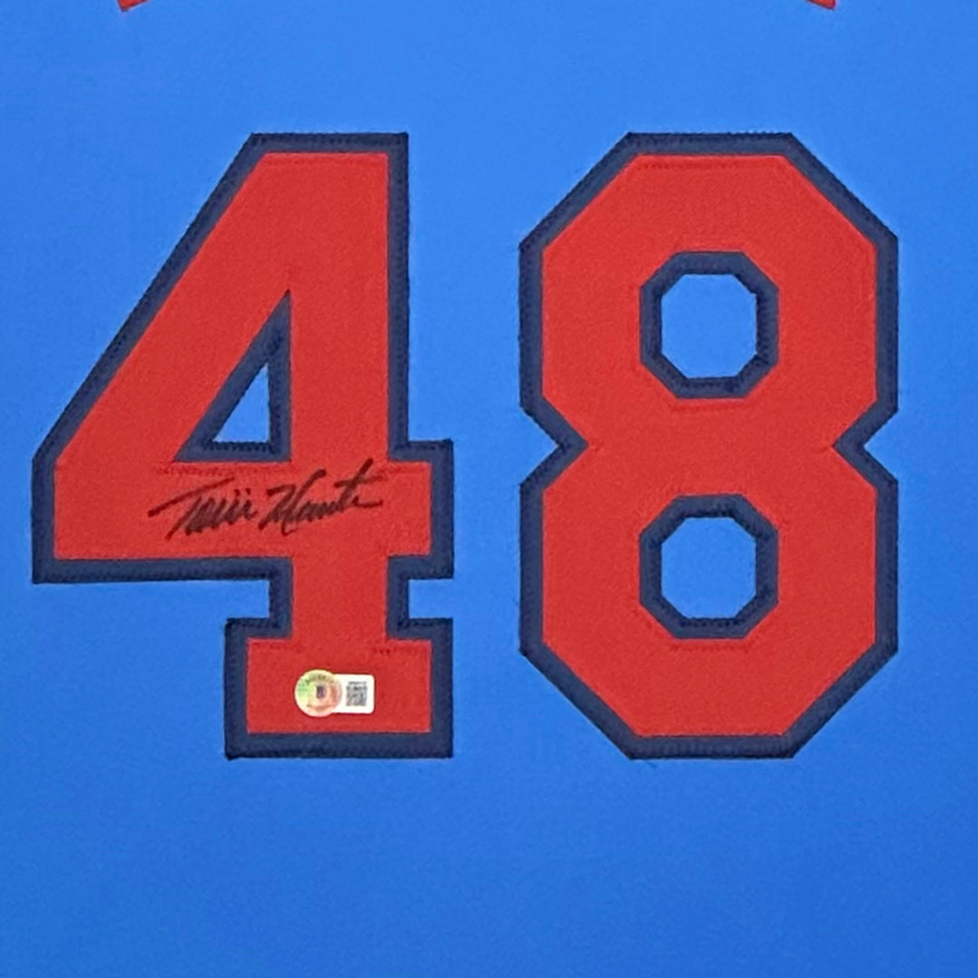 Torii Hunter Signed Minnesota Blue Custom Suede Matte Framed