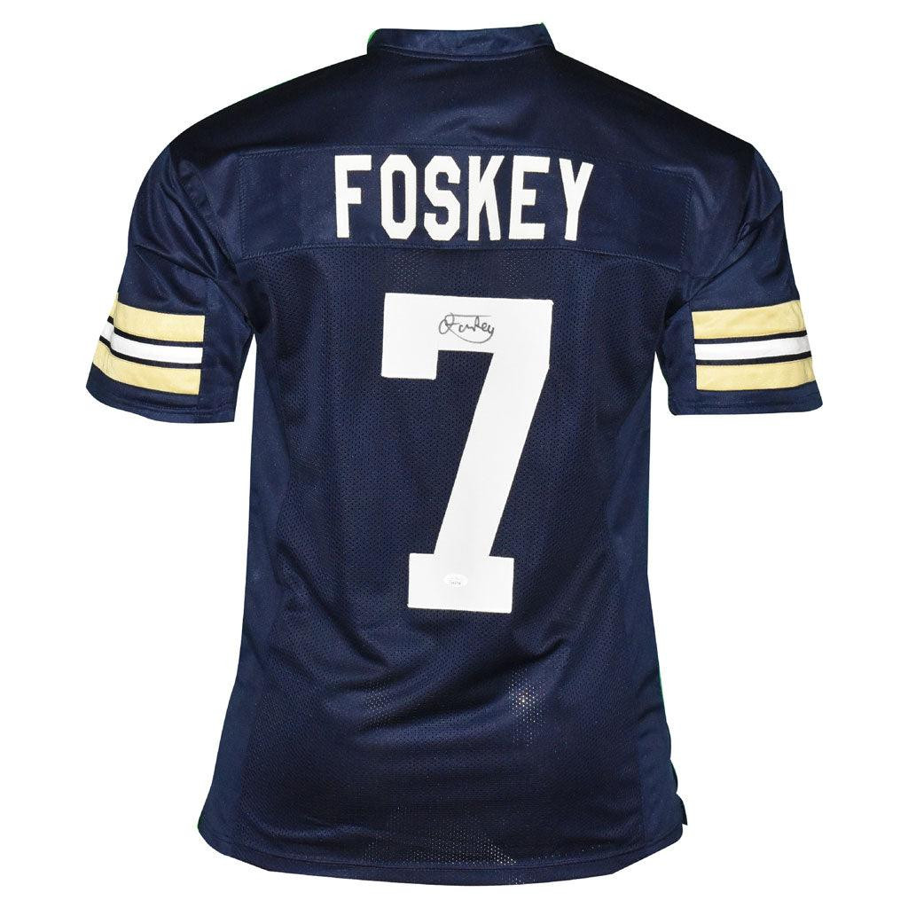 Isaiah Foskey Signed Notre Dame College Navy Football Jersey (JSA)