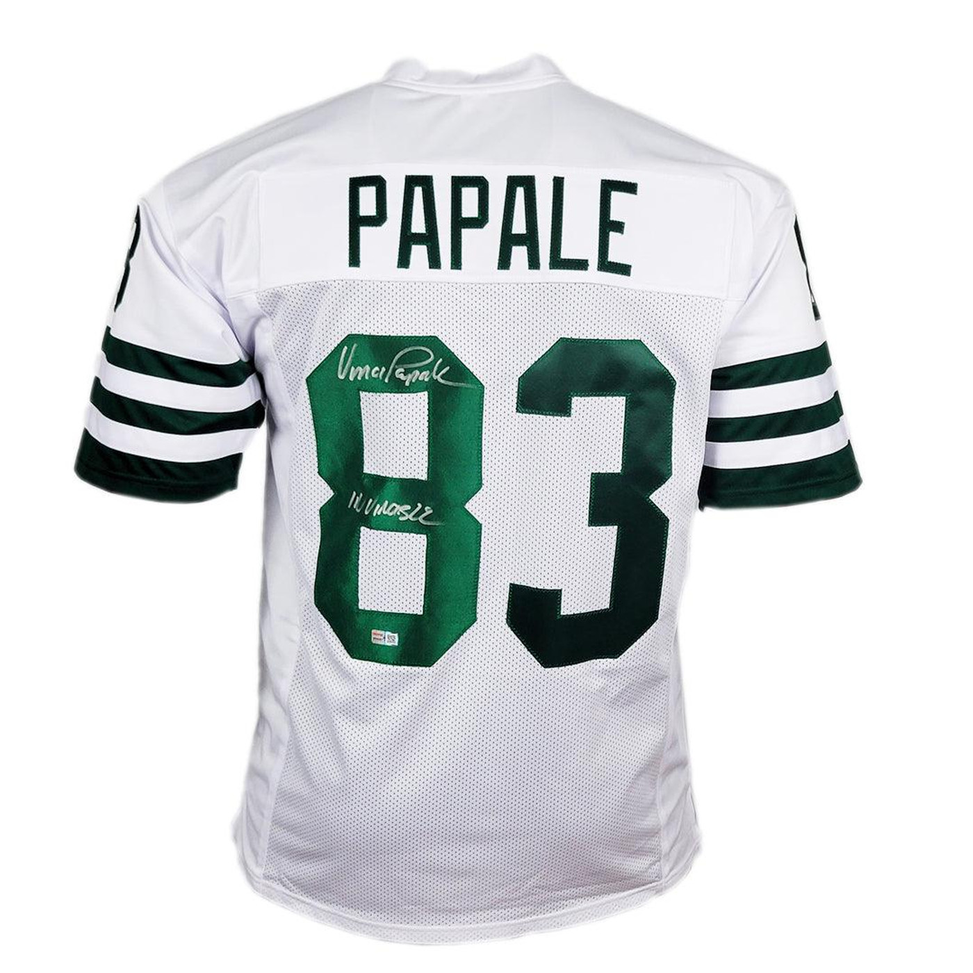 Vince Papale Signed Invincible inscription Philadelphia White Football Jersey Silver Ink (Tristar)