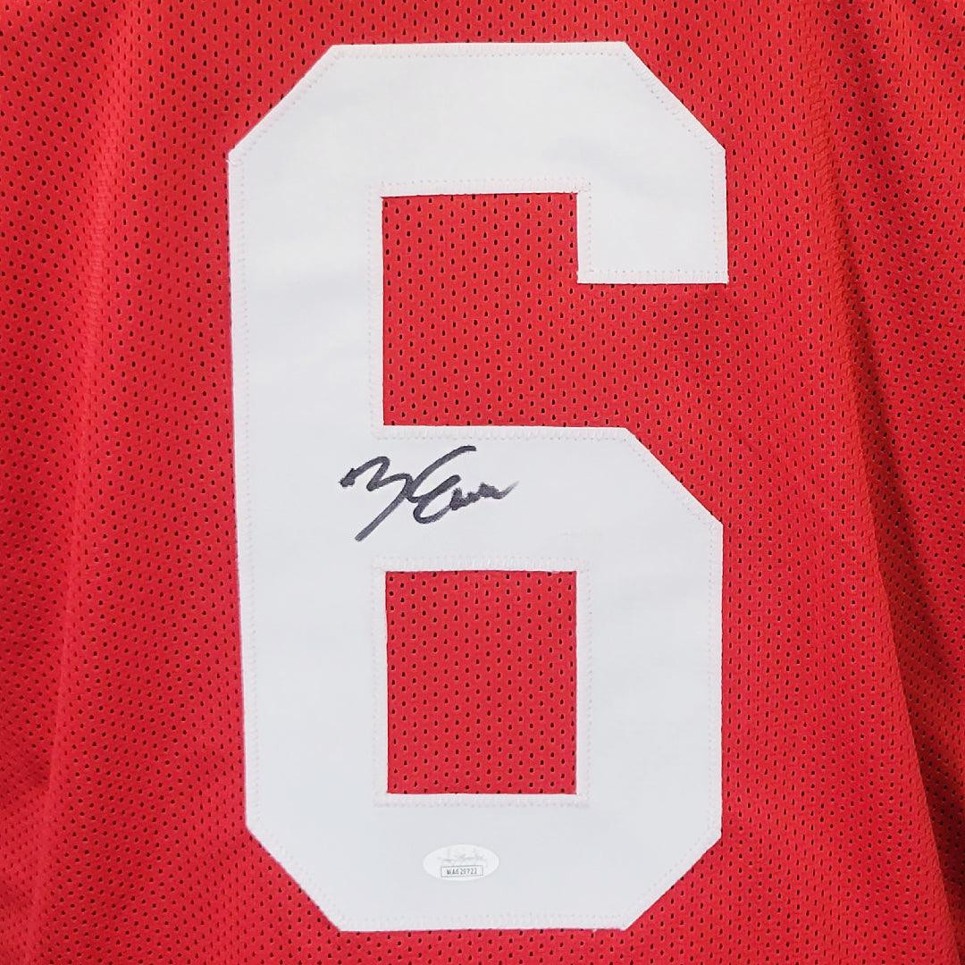 Zach Evans Signed Ole Miss College Red Football Jersey (JSA) -