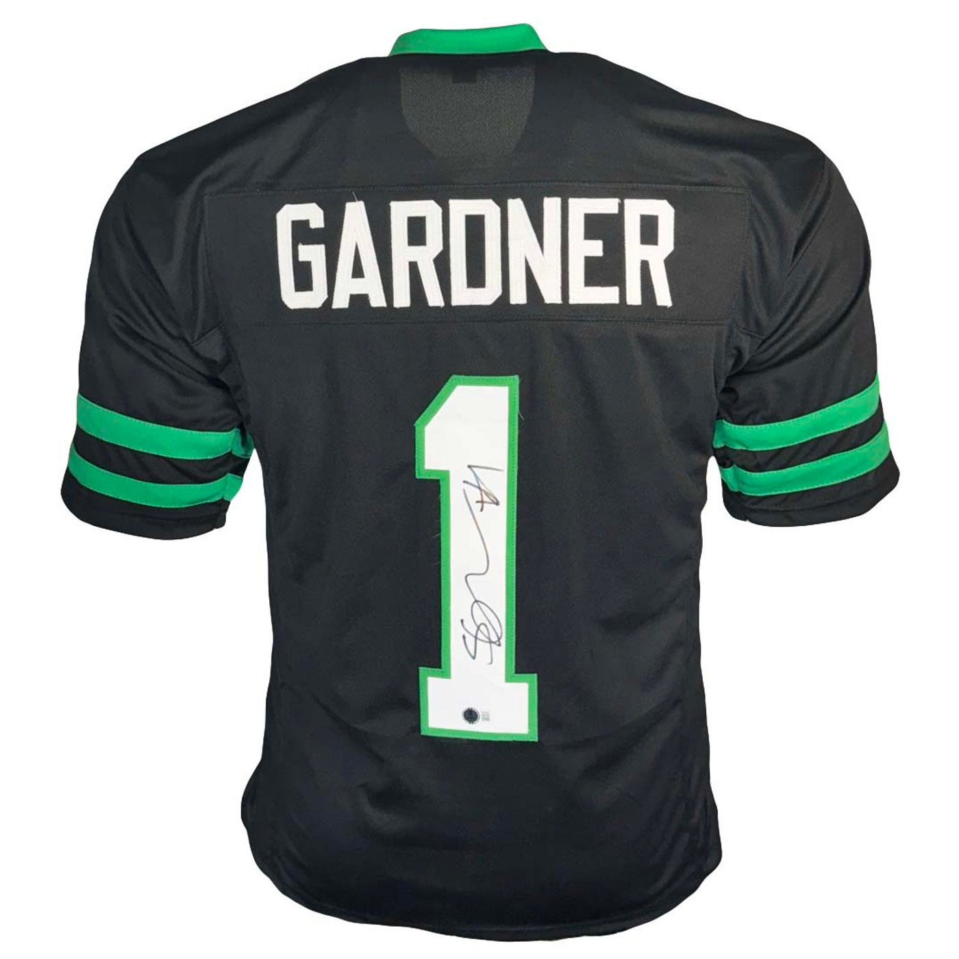 【YOURNUS】Embossed Stitch Football Jersey Sauce Gardner Signed New York Black Football Jersey (Beckett) -