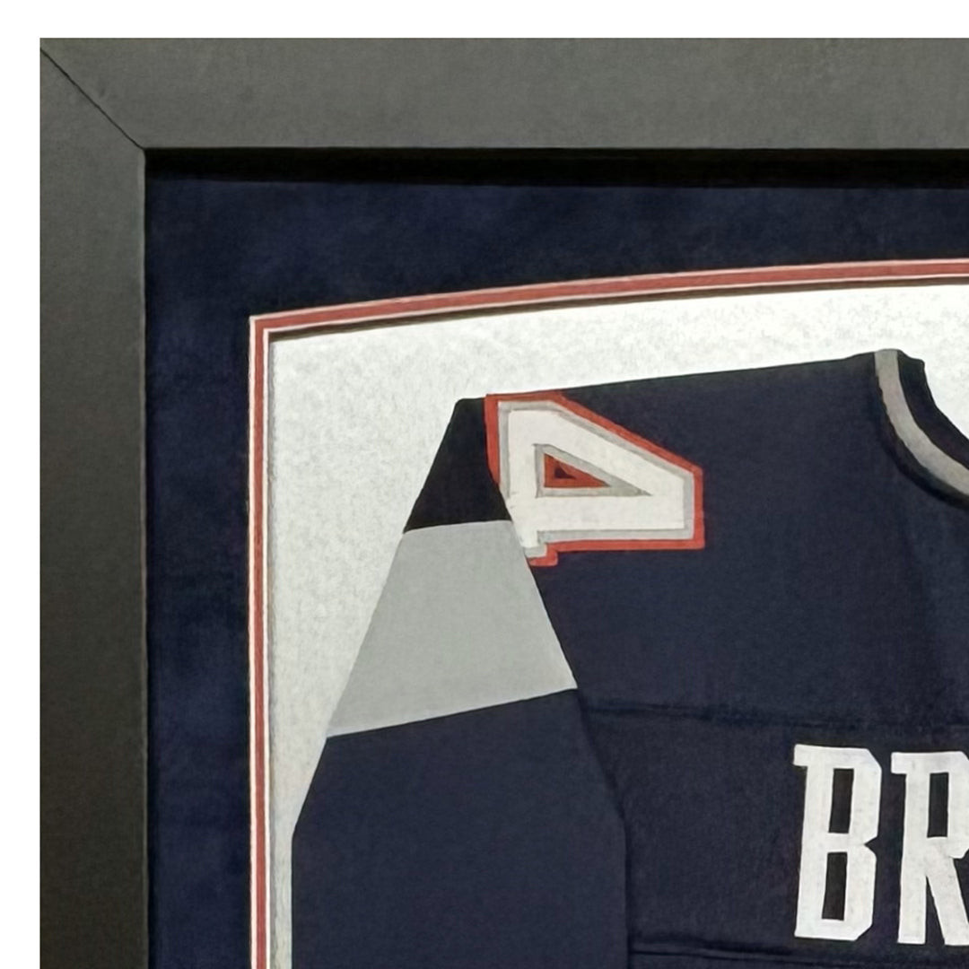 Tedy Bruschi Signed New England Blue Custom Suede Matte Framed Football Jersey (JSA)